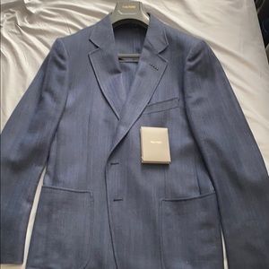 Navy herringbone unlined Tom Ford Sports Jacket.